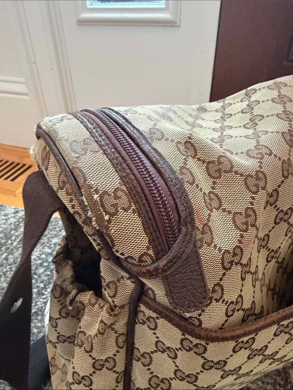 Gucci Beige and Brown GG Canvas Messenger Bag